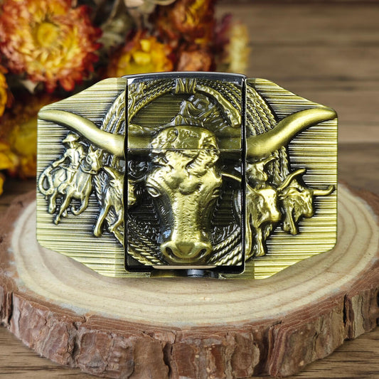 Western Longhorn Lighter Belt Buckle