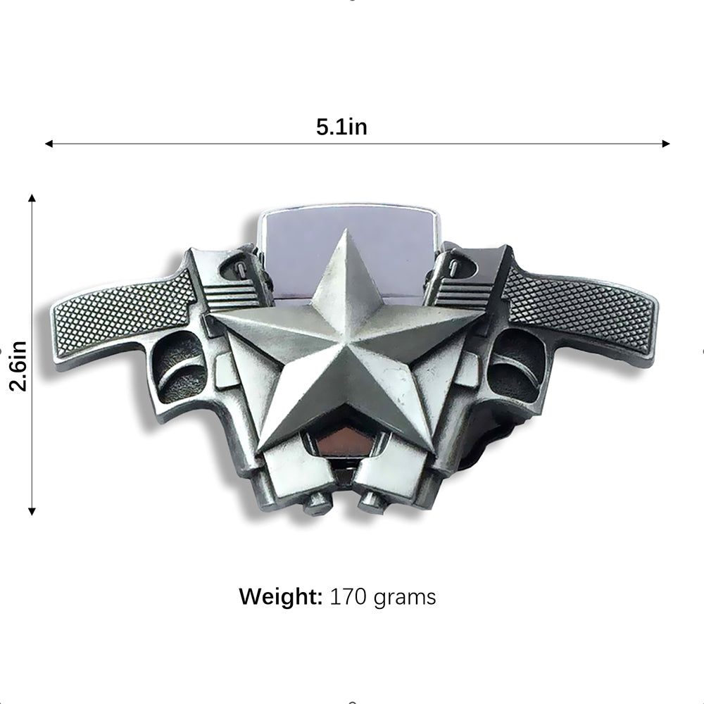 Belt Buckle With Lighter-Double Gun