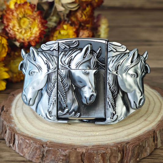 Western Horse Head Lighter Belt Buckle