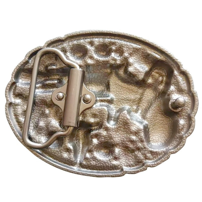 Cowboy Gun Belt Buckle – Turquoise Accents & Western Engraving