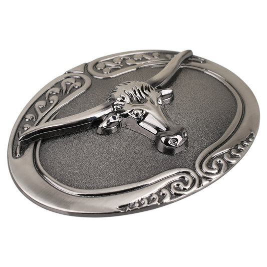 Vintage Silver Texas Longhorn Western Belt Buck