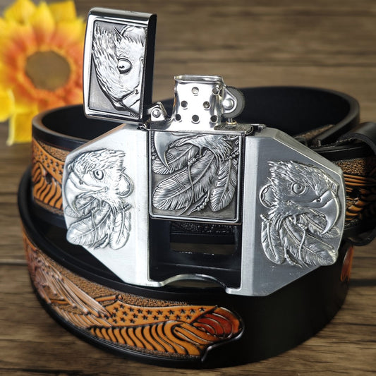 Cowboy Eagle Belt with Hidden Lighter