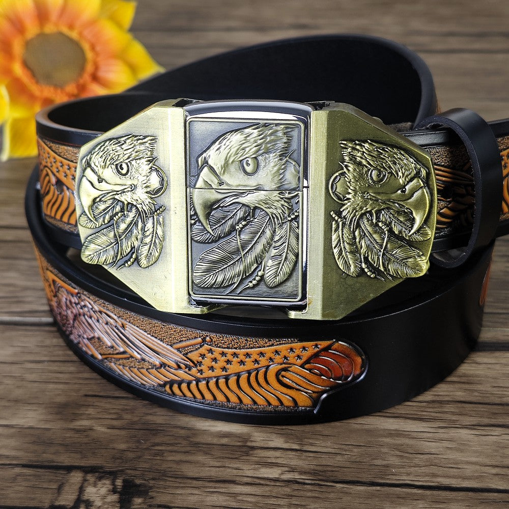 Cowboy Eagle Belt with Hidden Lighter