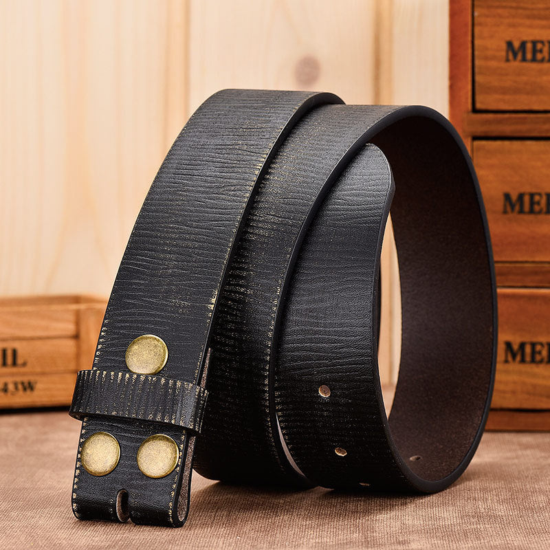Vintage Embossed Black Leather Belt
