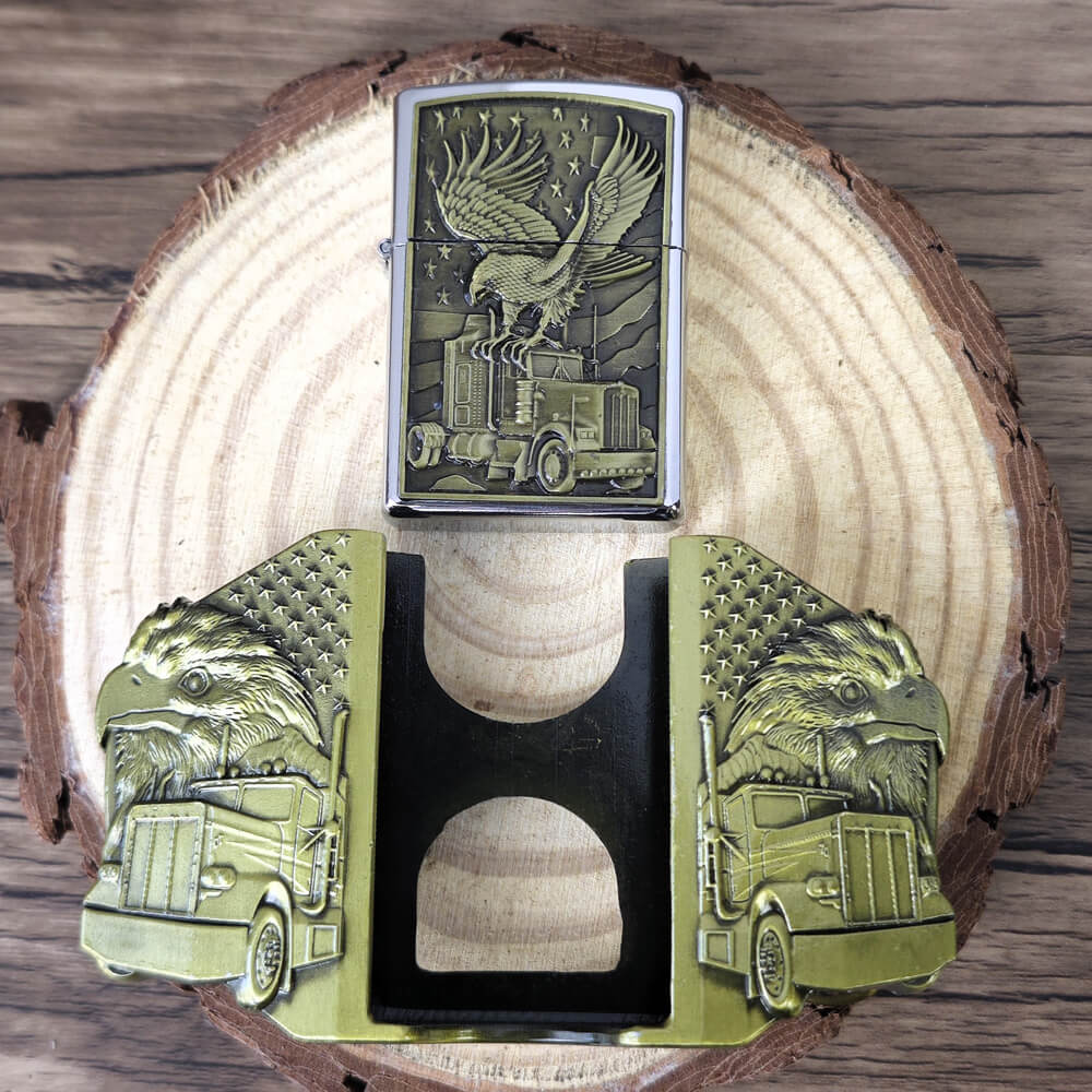 Western Eagle Head Belt Buckle with Built-in Lighter – American Style