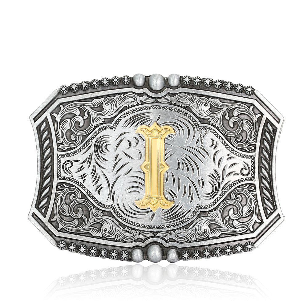 A-Z Retro Lettered Denim Belt Buckle
