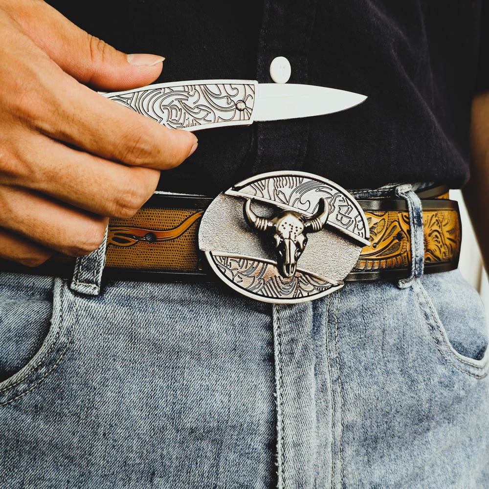 Cinturón de vaquero occidental con hebilla