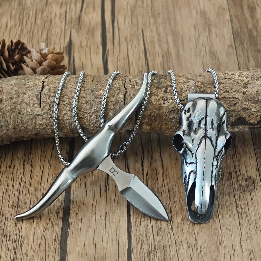 Discreet EDC pendant necklace with utility edge