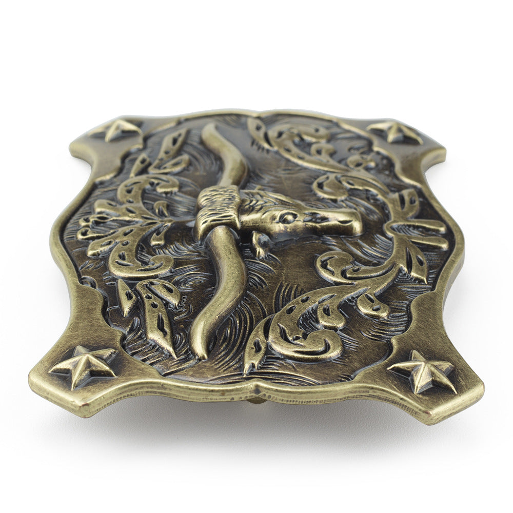 Longhorn Steer Western Belt Buckle – Classic Rodeo Cowboy