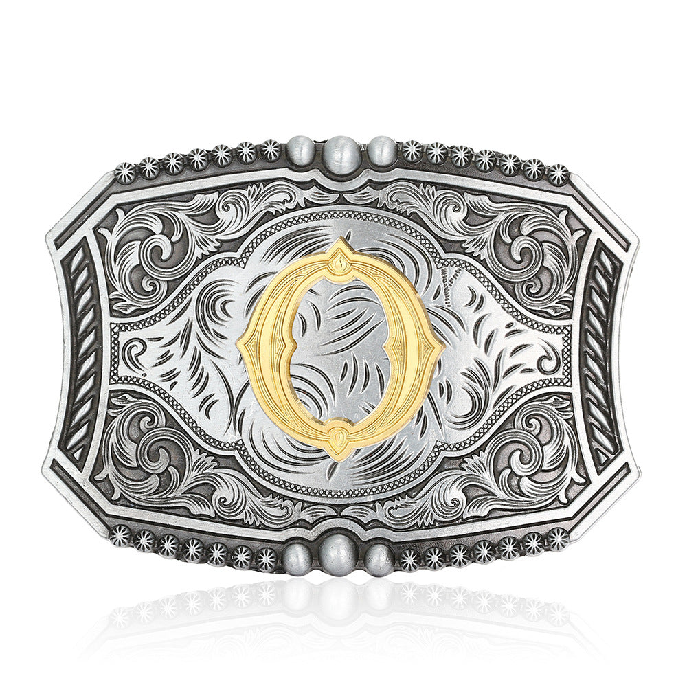 A-Z Retro Lettered Denim Belt Buckle
