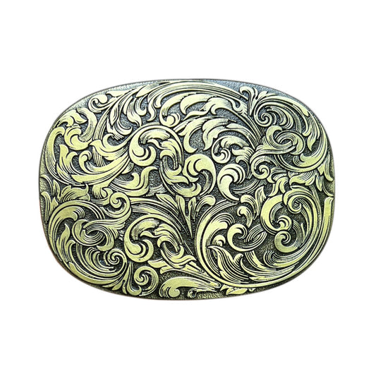 Vintage Floral Engraved Western Belt Buckle