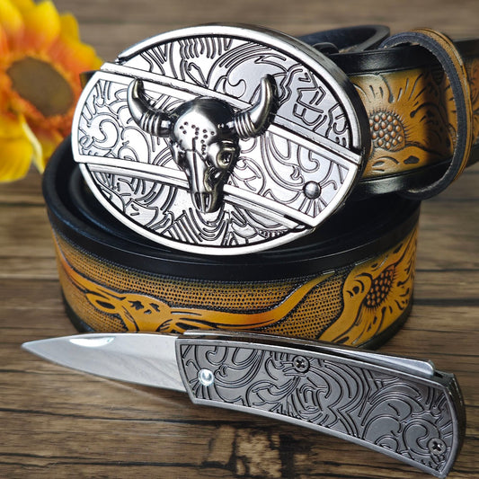 Western Cowboy Belt with Hidden Tool