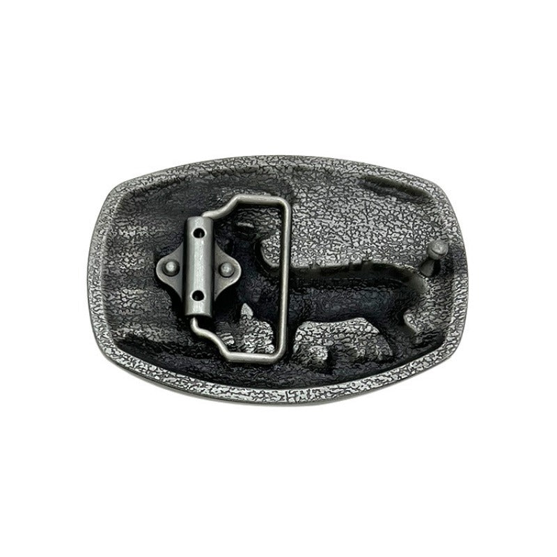 Western-style belt buckle featuring two deer in classic outdoor design