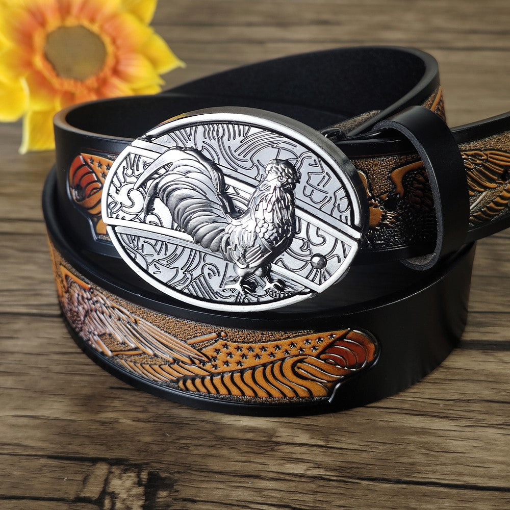 Western Eagle Engraved Leather Belt