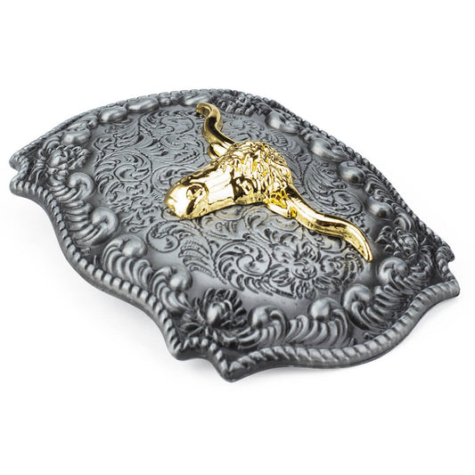 Western Longhorn Bull Belt Buckle – Vintage Cowboy Rodeo Style