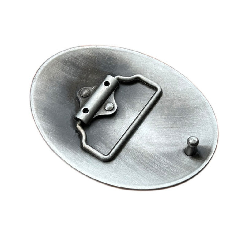 Engraved belt buckle with turquoise inlay, western style