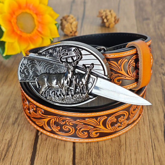 Western Embossed Leather Belt – Classic Country Style