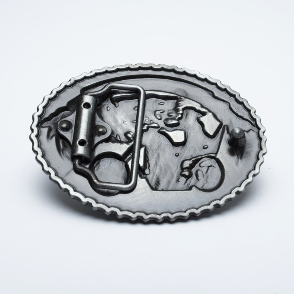Wolf & Motorcycle Western Belt Buckle