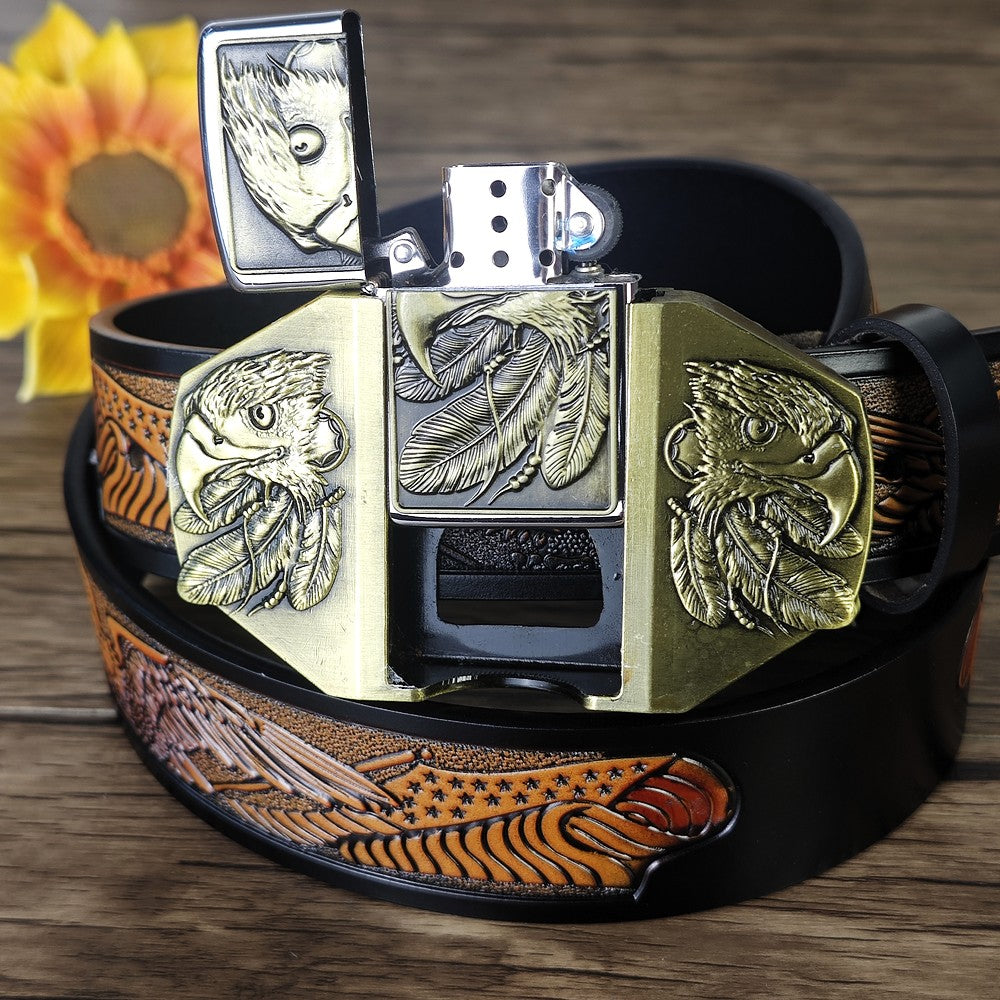 Cowboy Eagle Belt with Hidden Lighter