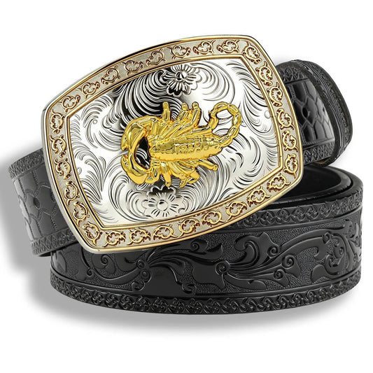Two-Tone Animal Western Leather Belt