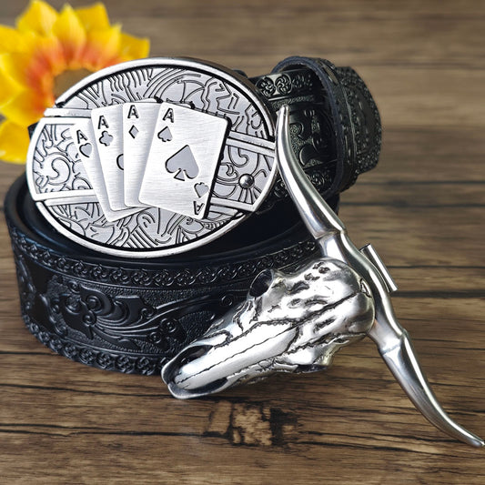 Black 4 Aces & Longhorn EDC Set – Utility Belt and Necklace
