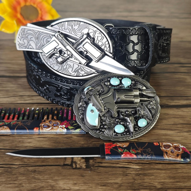 Western Gun Design Belt Set