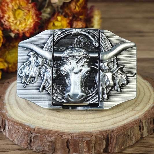 Western Longhorn Lighter Belt Buckle