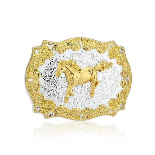 Hebilla de cinturón con diseño de animal dorado del oeste