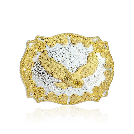 Hebilla de cinturón con diseño de animal dorado del oeste