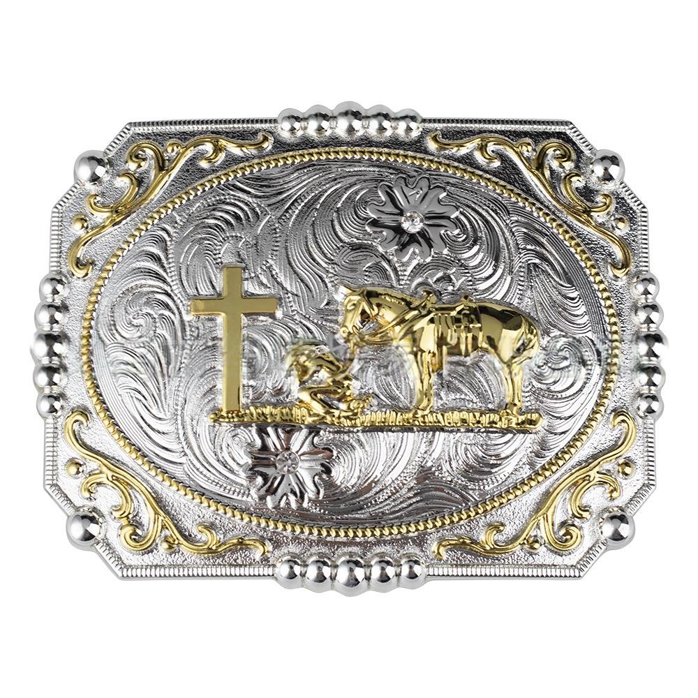 Large golden animal-pattern western belt buckle