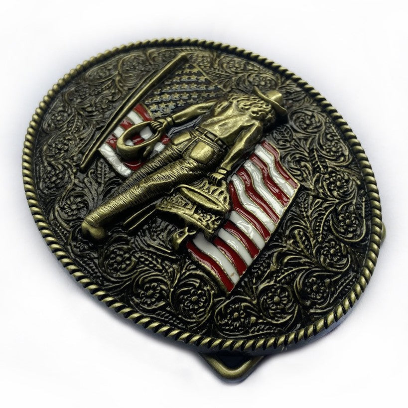 Patriotic Western Cowboy Belt Buckle