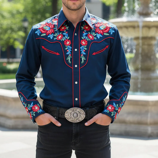 Western Belt – Black Embossed Leather Utility Buckle