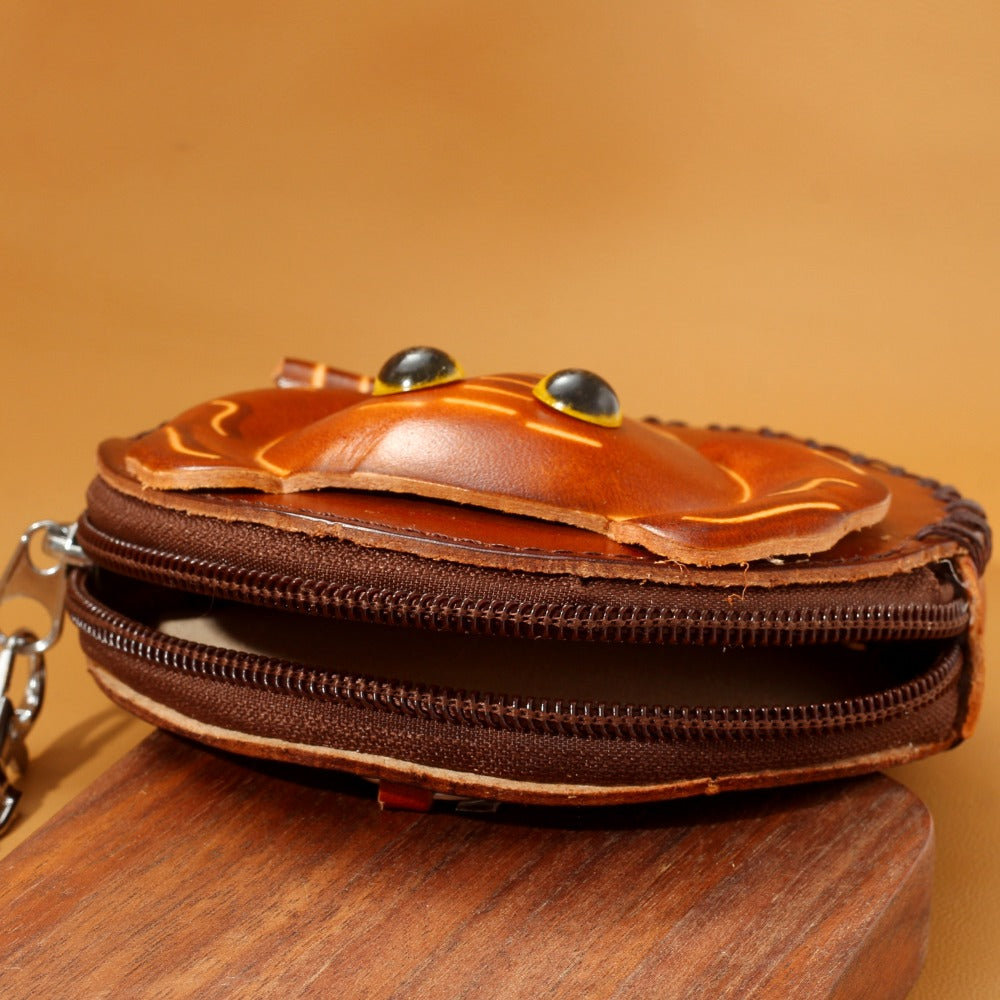 Handmade Genuine Leather Elephant Coin Purse & Wristlet Pouch