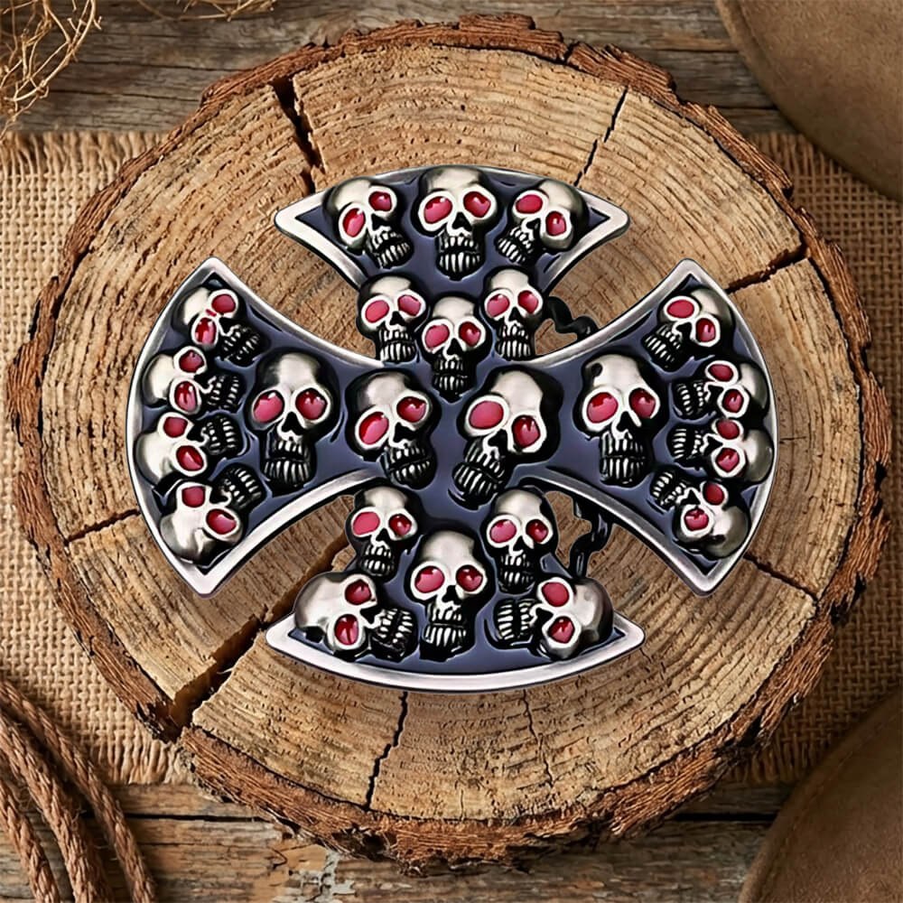 Western Gothic Skull Cross Belt Buckle