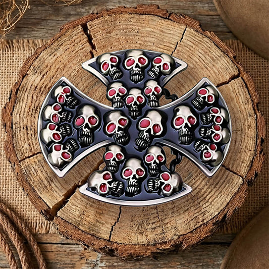 Western Gothic Skull Cross Belt Buckle