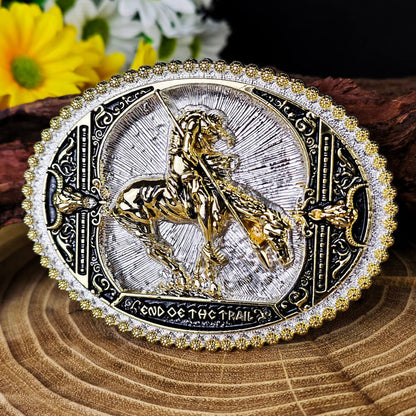 End of the Trail Western Horseman Belt Buckle