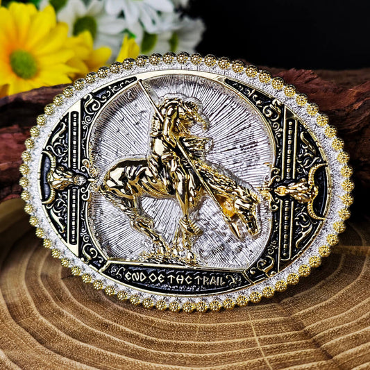 End of the Trail Western Horseman Belt Buckle