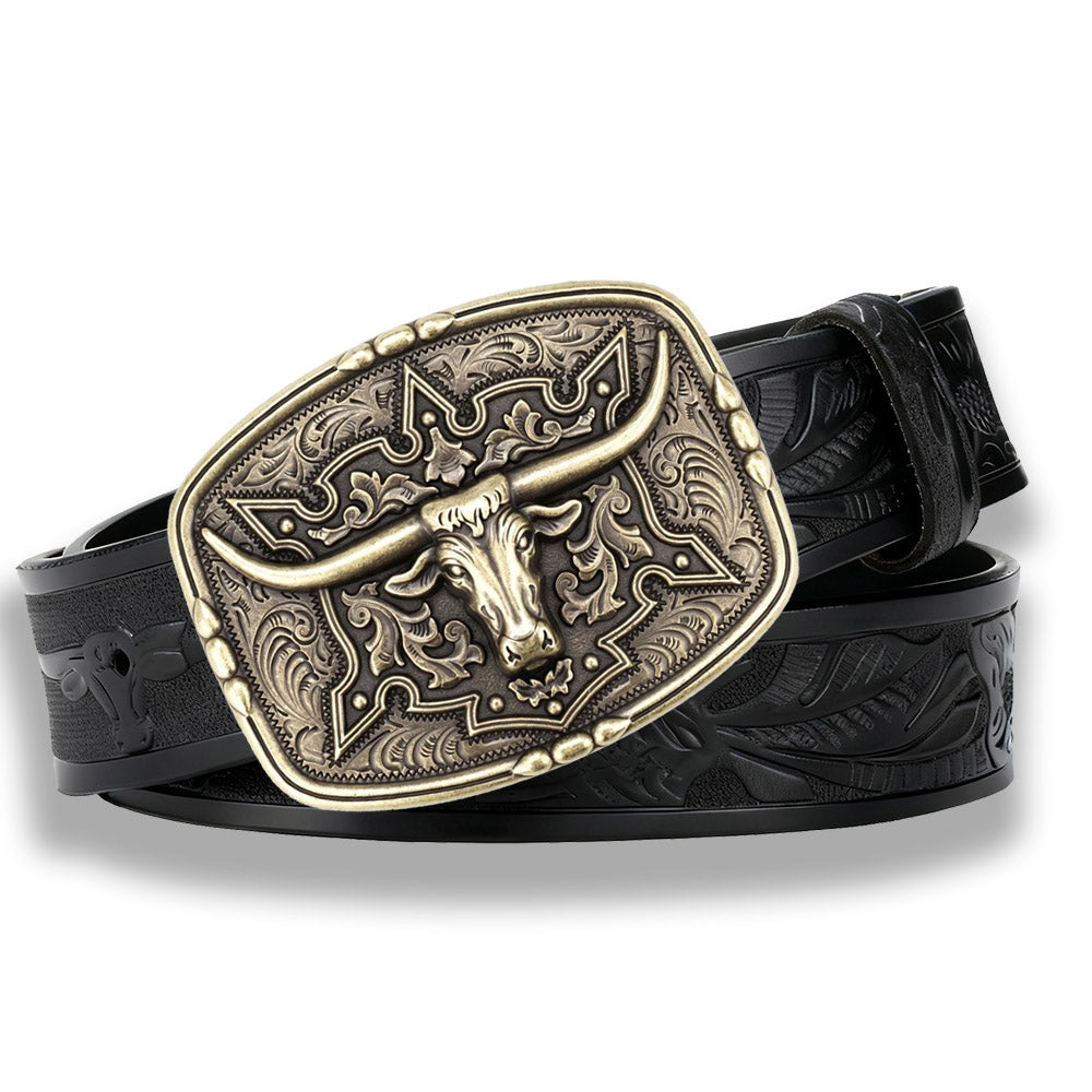 Vintage Texas Longhorn Western Belt with Bull Embossed Leather Belt