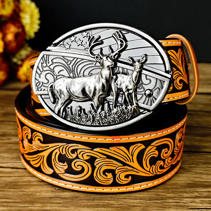 Western Embossed Leather Belt – Classic Country Style