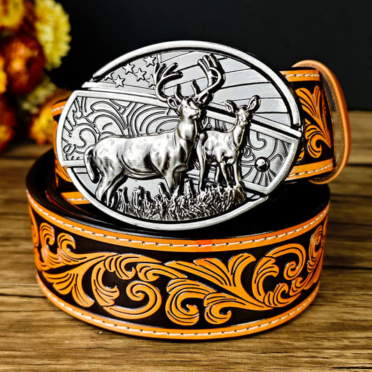 Western Embossed Leather Belt – Classic Country Style