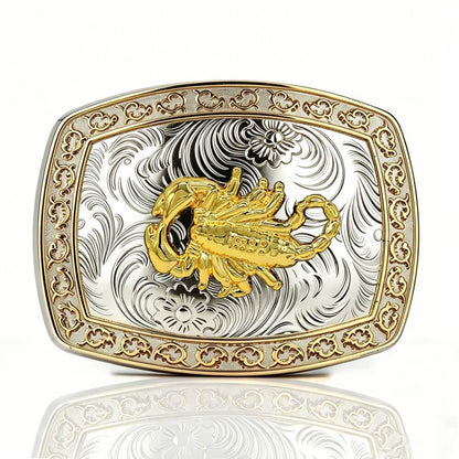 Two-Tone Golden Horse Western Floral Belt Buckle
