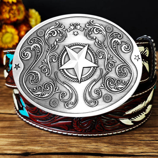 Bull Head Western Belt with Beer Holder Buckle – Party Ready