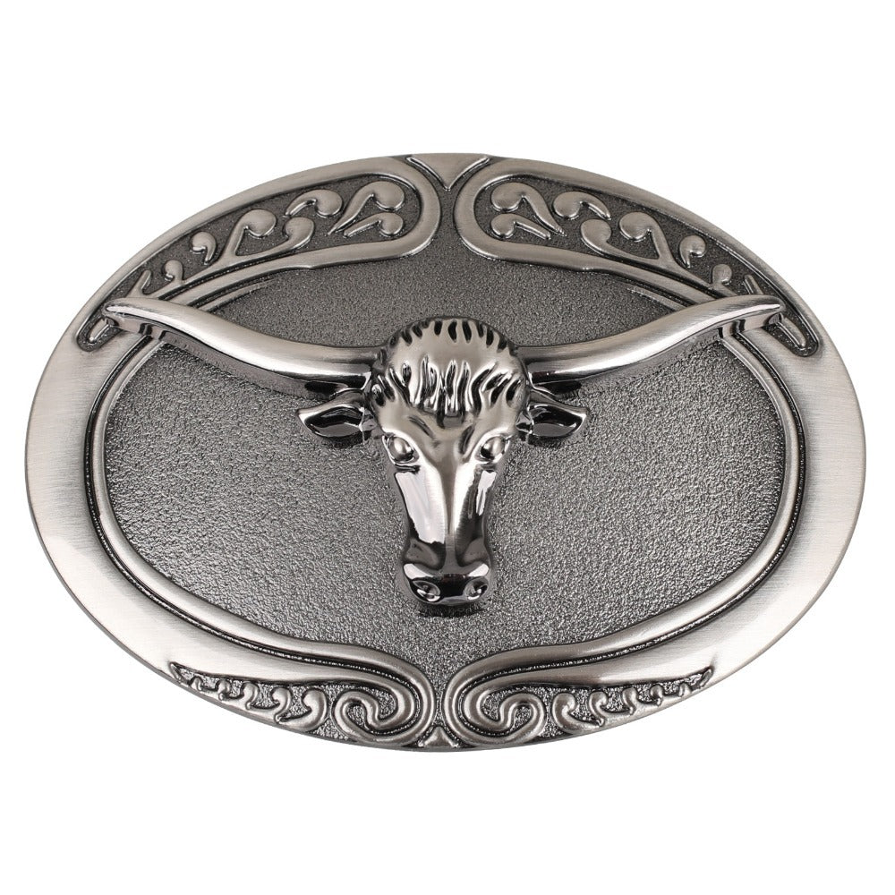 Vintage Silver Texas Longhorn Western Belt Buck