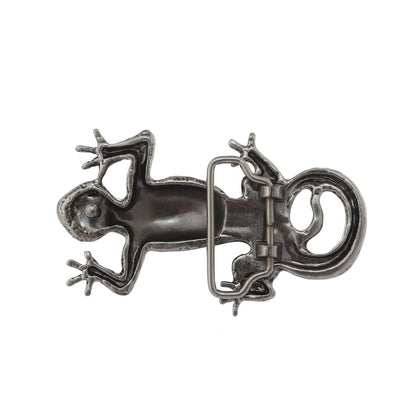 Antique Silver Gecko Lizard Belt Buckle - Vintage Southwestern Style
