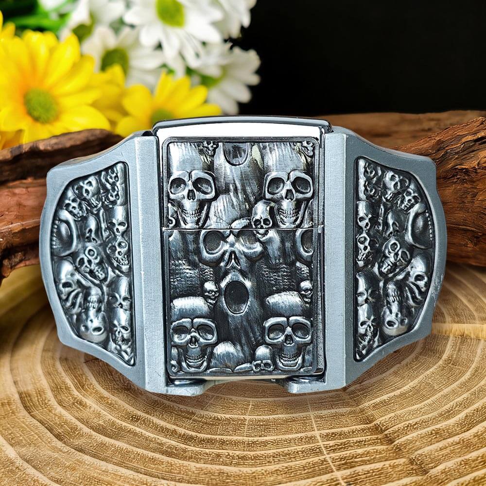 Western-Style Skull Sattern Lighter Belt Buckle