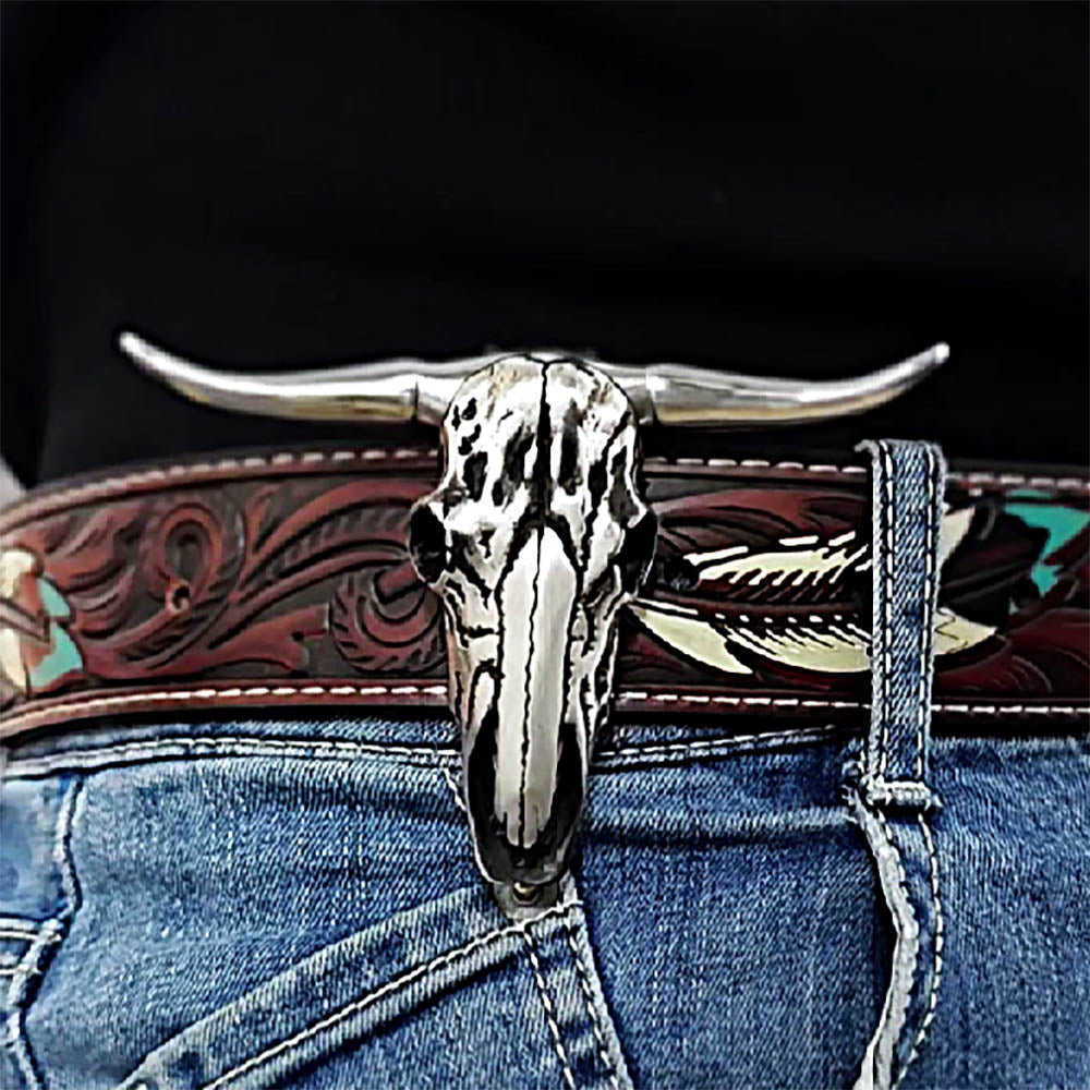 Western Bull-Themed Belt & EDC Tool Jewelry Set