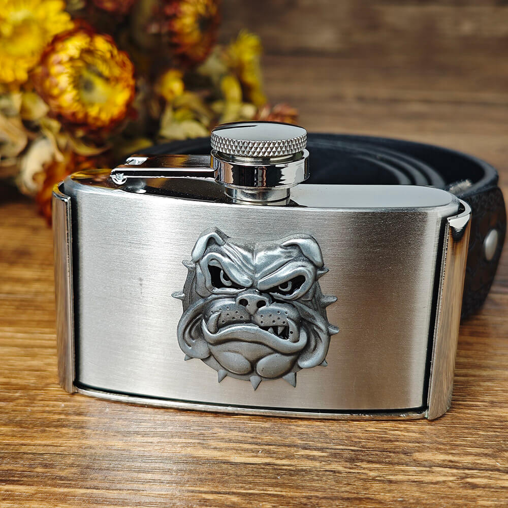 Texas Lone Star Flask Belt – Genuine Leather Western Belt