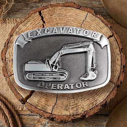 Construction Excavator Belt Buckle – Detailed 3D Engraved Design