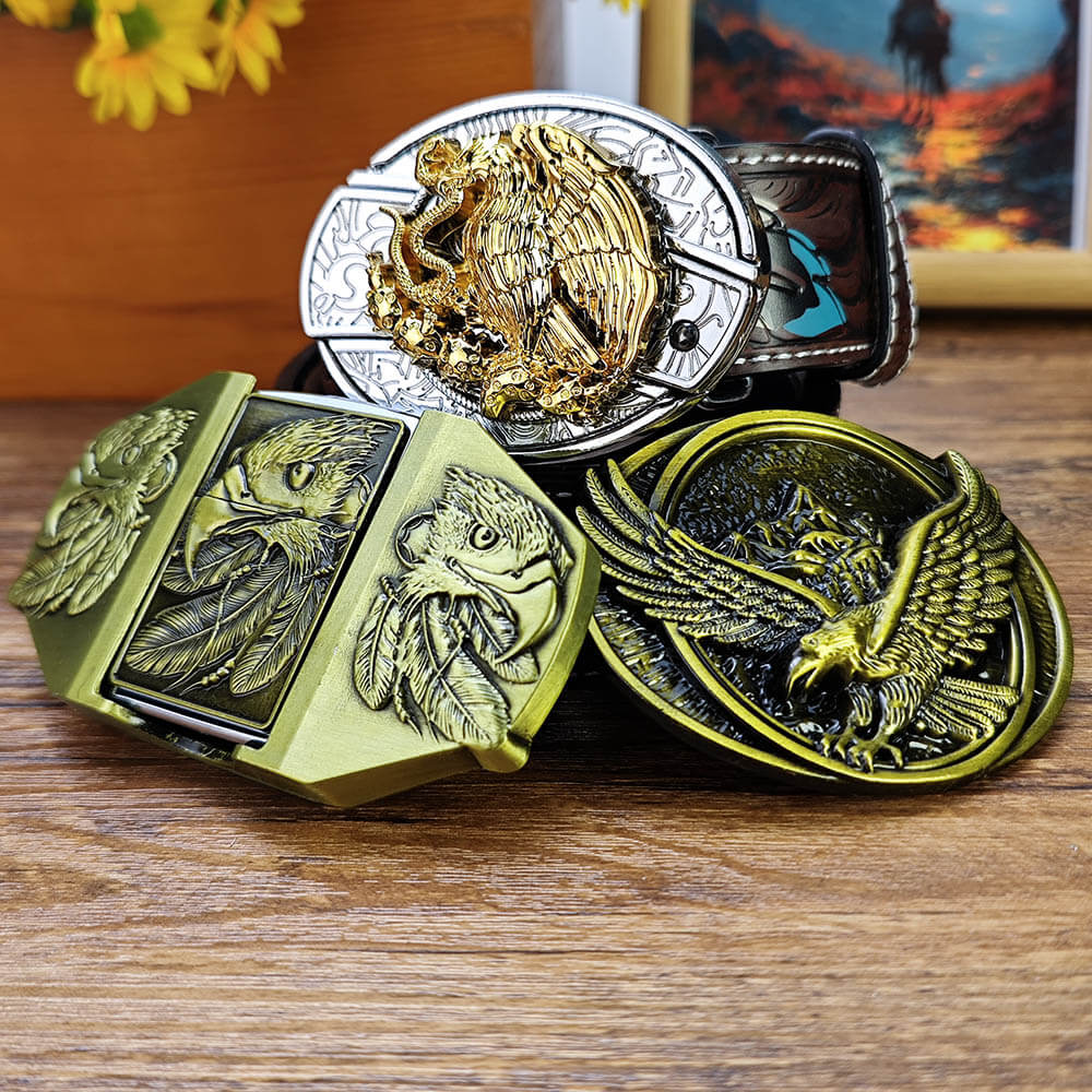 Western Eagle Belt with Concealed Utility Tool, Lighter Buckle & Classic Buckle Set
