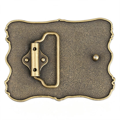 Vintage Bronze Texas Longhorn American Flag Belt Buckle